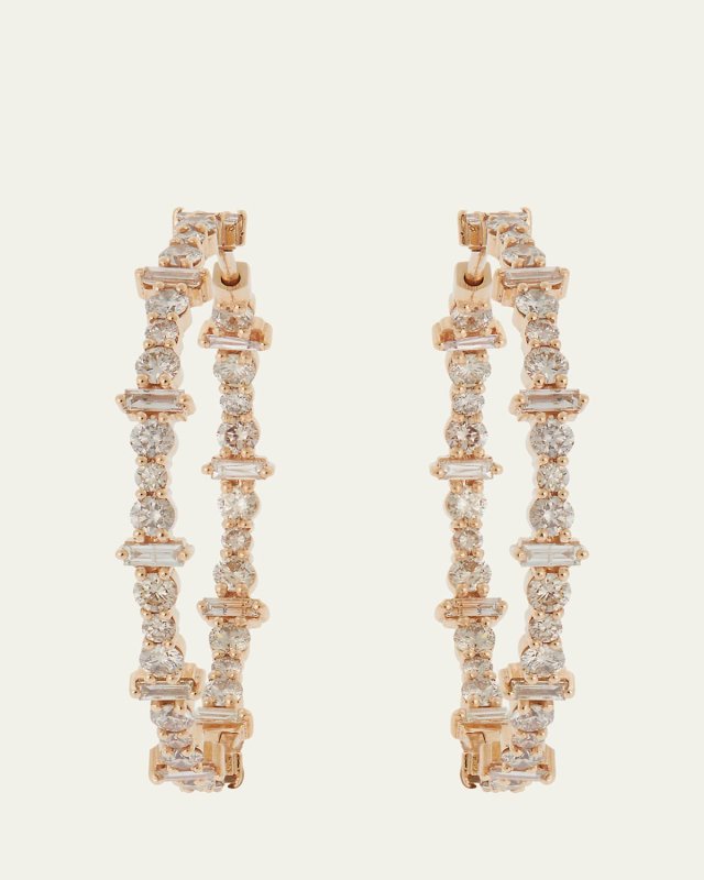 Champagne Diamond Inside Out Hoop Earrings in 18K Yellow Gold